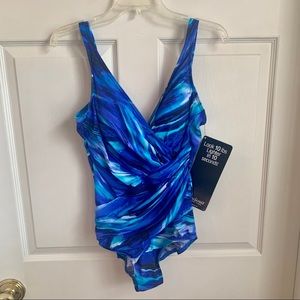 One Piece Bathing Suit size 14 in Brushstroke Blue
